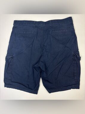 Dockers Men Size 36 Shorts Navy Blue Cargo Flat Front Cotton Blend Casual Preppy